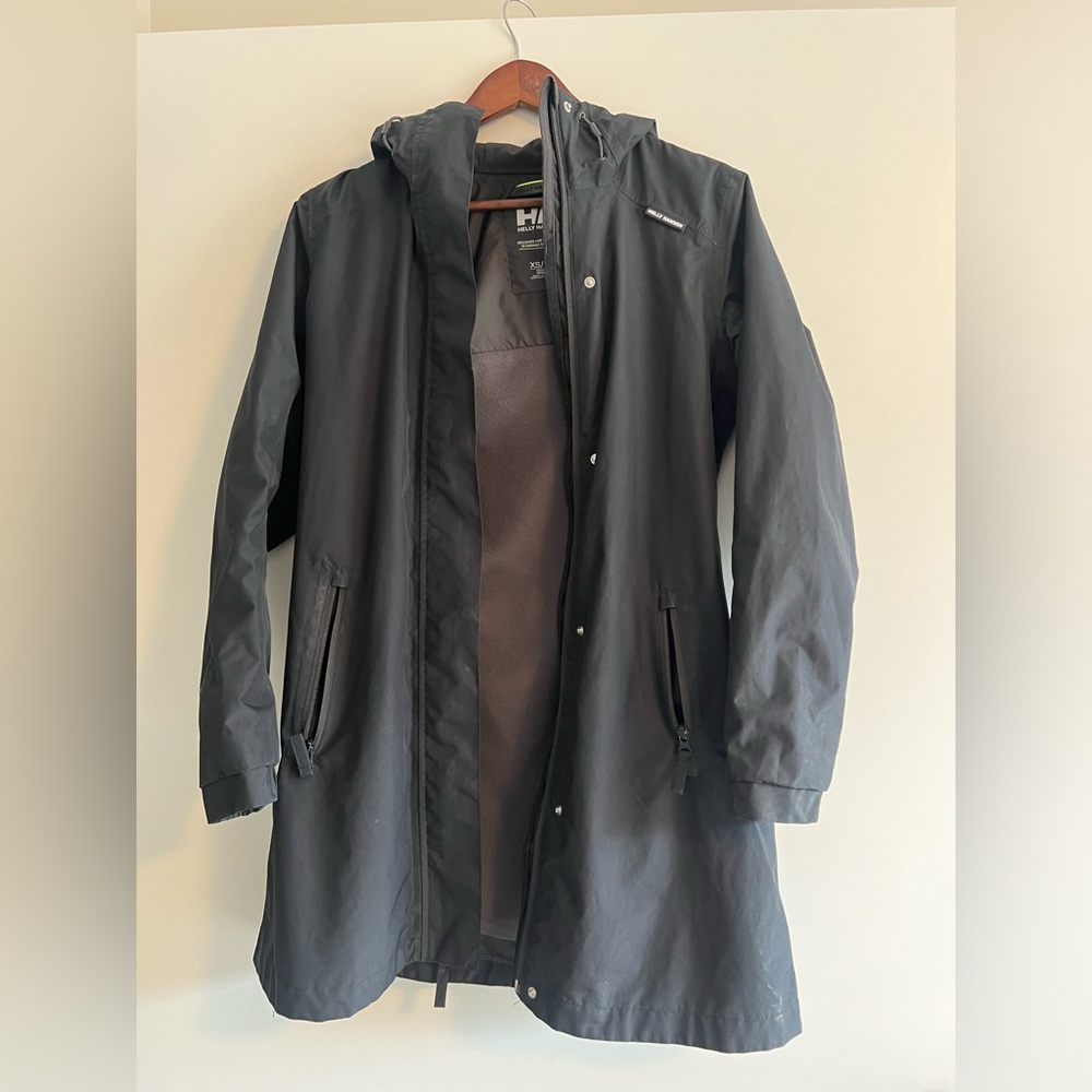 Women’s Helly Hensen lined black rain jacket XS